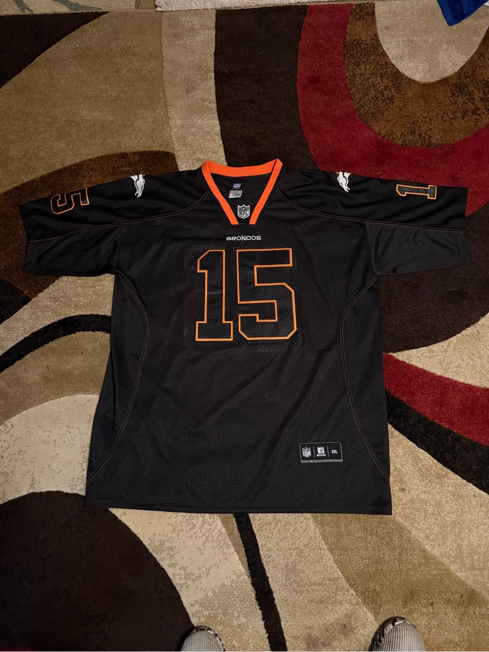 NFL Broncos #15 Black and Orange Men's Football Jersey Tim Tebow size XXL